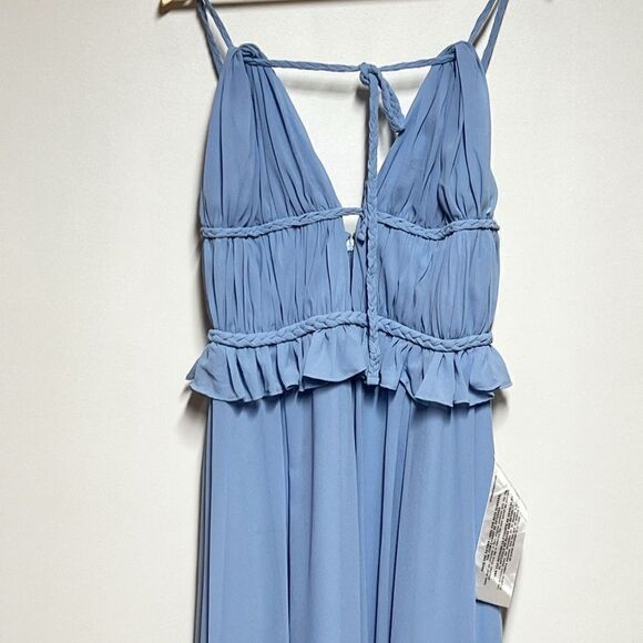 NWT Dress The Population Periwinkle Blue Goddess Athena Gown Sz L 10/12 - Picture 5 of 9